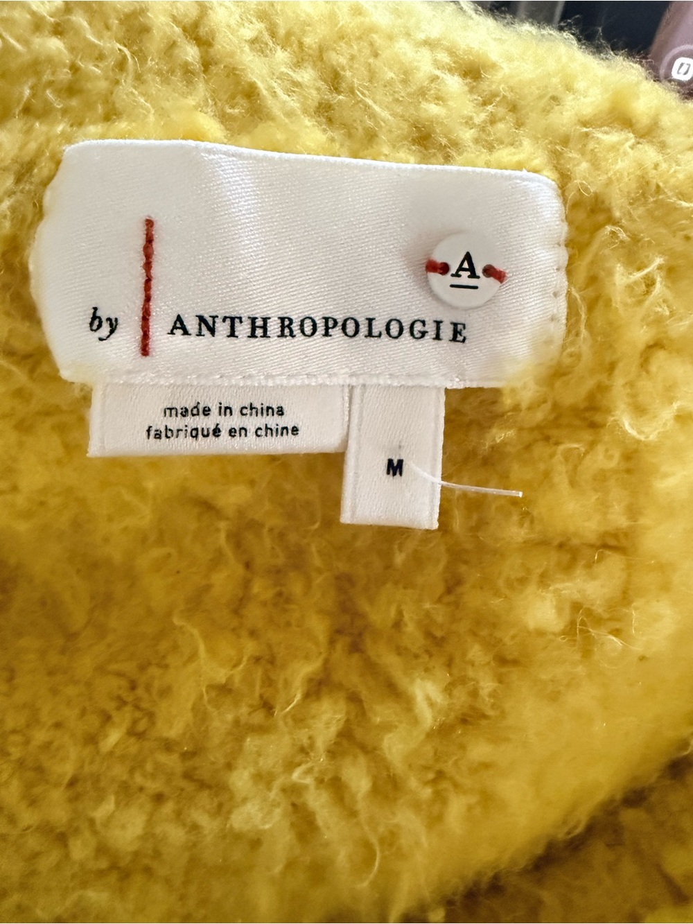 NWOT Anthropology Plush V-Neck Sweater in Bright Yellow - Picture 5 of 5